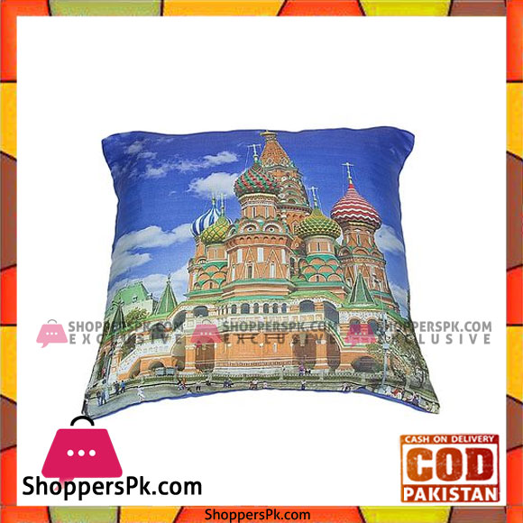 Blue Satin Printed Cushion - VDS-29