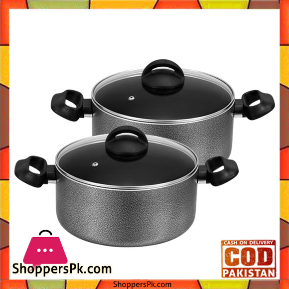 Bravo Non Stick Casserole Set – 756 | 2 Pot Set With Glass Lid