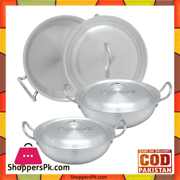 Bravo Round Base Karahi – 203 | 3 Wok Set