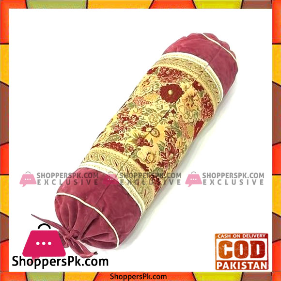 Ethnic Design Round Neck Pillow - Maroon