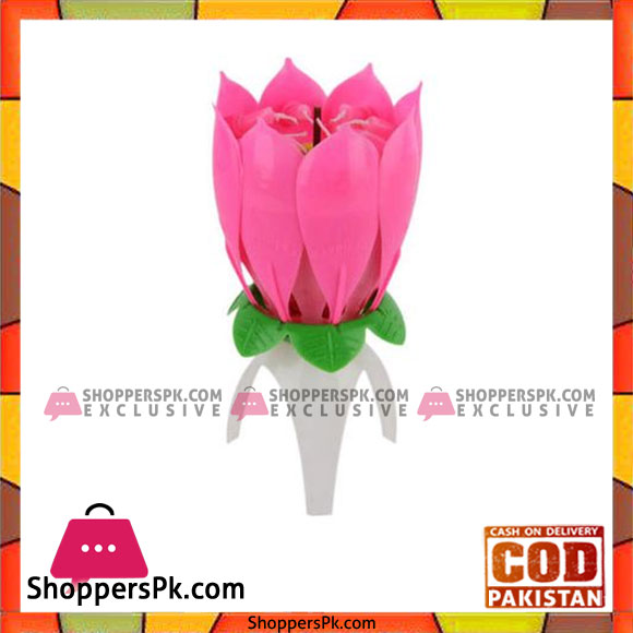 Ingenious Gadgets Happy Birthday Candle with Music & Magical Sparklers with Free Internal Battery - Large Pink Flower