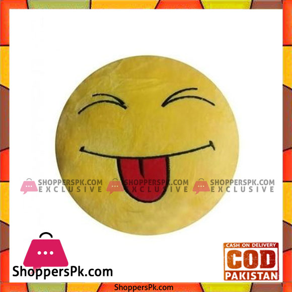 Ladies Corner Both Eyes Closed Tongue Sticking Out Emoji Cushion - Yellow