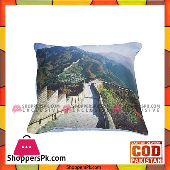 Light Blue Satin Printed Cushion - VDS-026