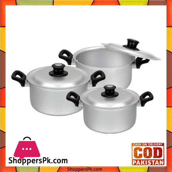 Sonex Bakelite Handle Set – 3 Cooking Pots Set – Anodized