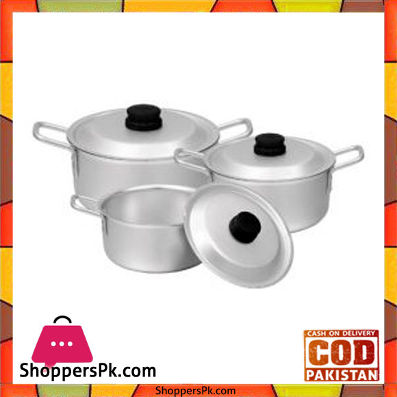 Sonex Chrome Wire Handle Set – 3 Cooking Pots Set – 50473