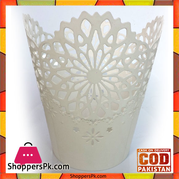White Round Pattern Small Dustbins