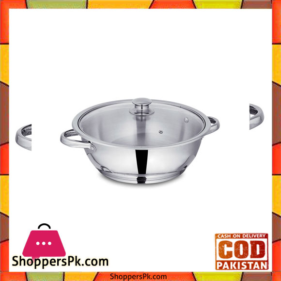 Sonex Mega Wok – Stainless Steel – Glass Lid - 32 cm