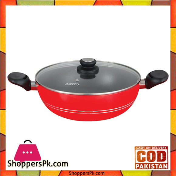 Chef Nonstick Cooking Wok – Glass Lid - 32 cm