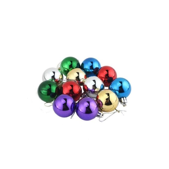 Large Shining Decoration Baubles Round Balls (Pack of 12)