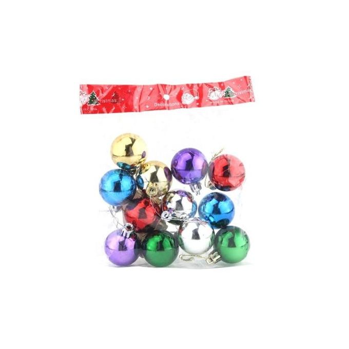 Large Shining Decoration Baubles Round Balls (Pack of 12)