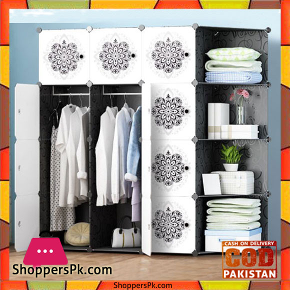 Modern Design Portable Cabinet 12 Cube 2 Hanging Corner Storage