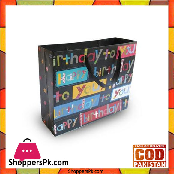 Pack of 1 - Happy Birthday Paper Bag Black 32 26cm X 10 cm