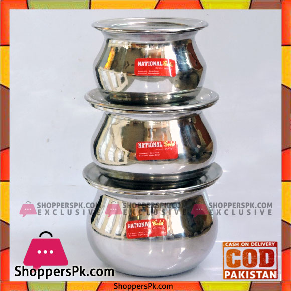 National Stainless Steel 3 Pieces Handi Set