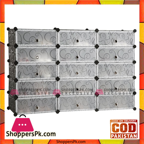 Intelligent Plastic Portable Cube Cabinet – Shoe Rack 15 Cube