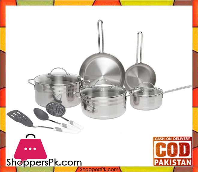 Prestige Infinity Stainless Steel Cookware Set of 11-Piece, Silver - PR77376