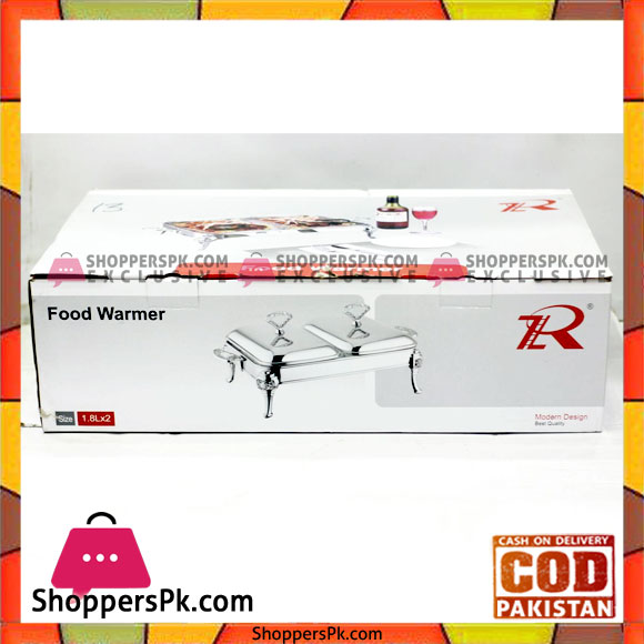 Royal Rectangular Buffet Serving Dish Food Warmer Set Of 2 Pcs 1.8 Liter