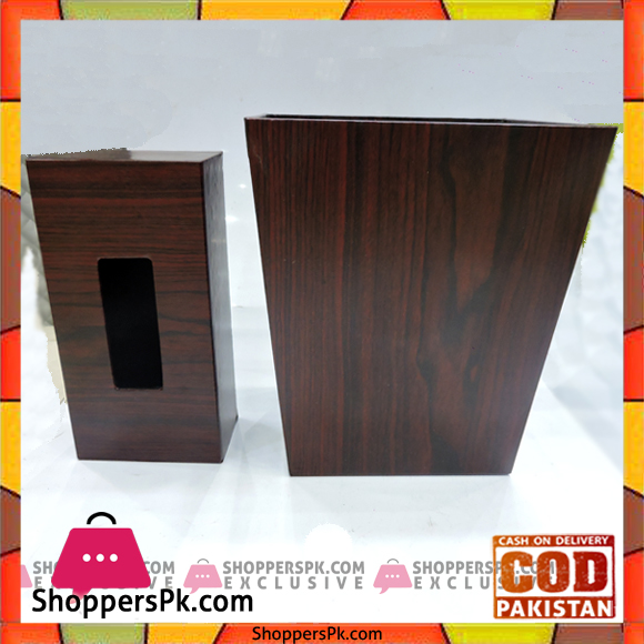 High Quality Wooden Dustbin & Tissue Box Set