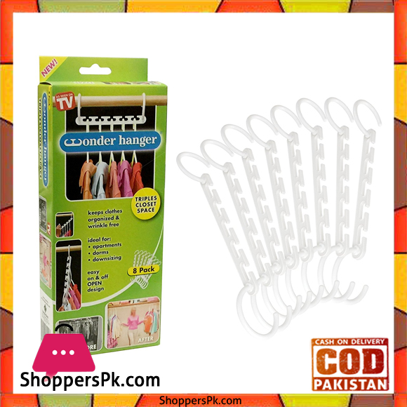 Wonder Hangers - Save Space In Your Wardrobe And Cloakroom Closet - Pack of 8