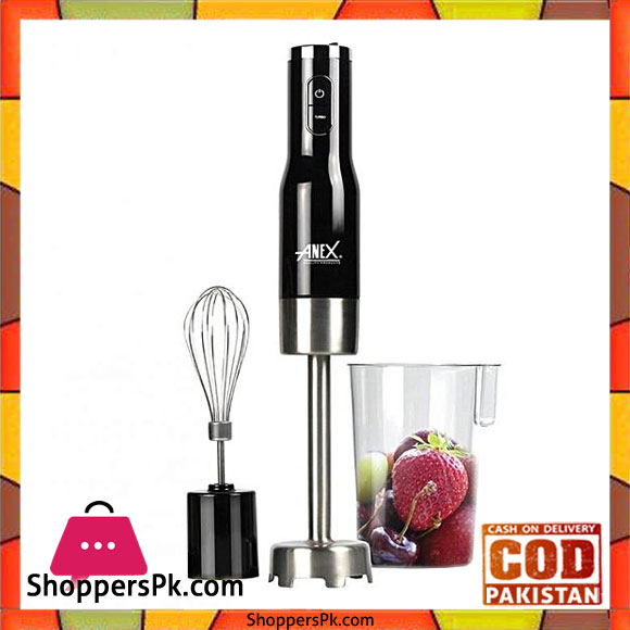Anex Official AG-132 - Deluxe Hand Blender & Stainless Steel Blade - Black & Silver - 800 Watts