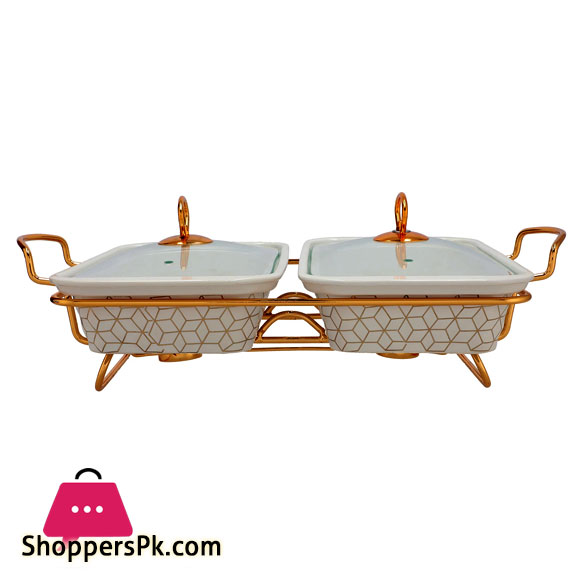 Brilliant Twin Rectangular Casserole Serving Food Warmer Dish - BR0151