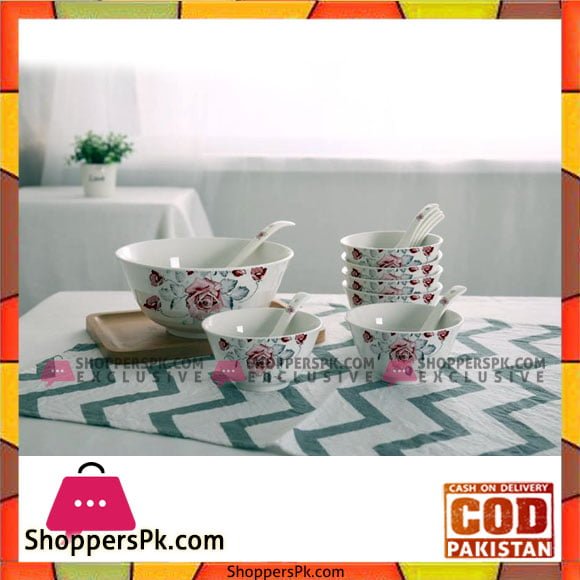 Floral Print Soup / 14pcs Dessert Serving Set