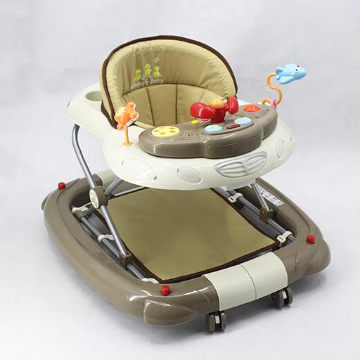 WALKER WITH ROCKER KHAKI BROWN T1085 Babyace 2 IN 1 Multi-Function Baby Walker T1085 Taiwan Made