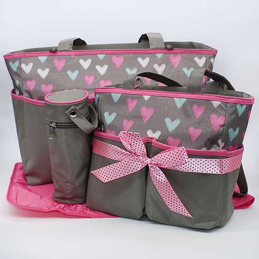 BABY BAG 3PCS HEART DARK GREY BB-999 M&B