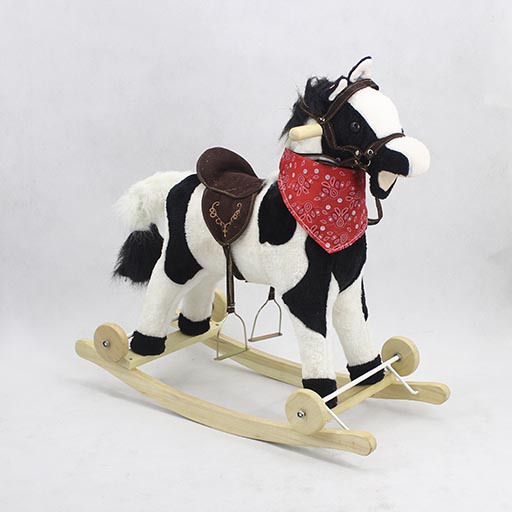 BLACK AND WHITE WHEEL ROCKING HORSE HM-212
