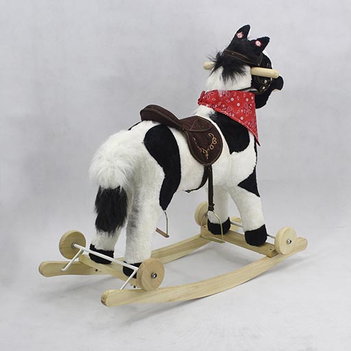 BLACK AND WHITE WHEEL ROCKING HORSE HM-212
