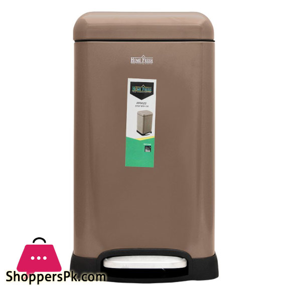 Home Fresh Step Trash Bin 20 Liters Square Brown- HF0023