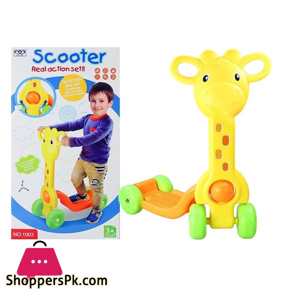 Kids Villa My First Safari Rider Ride On Giraffe Scooter, Yellow