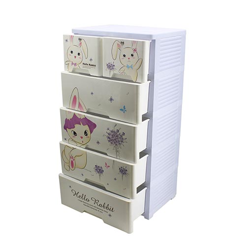 4+2 DRAWERS BLUE/WHITE HELLO RABBIT 2654