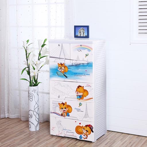 PLASTIC 4+2 DRAWER BLUE/WHITE/PINK AROUND THE WORLD 2657