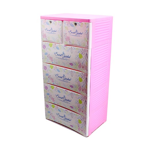4+2 DRAWERS BLUE/WHITE SECRET GARDEN 2255