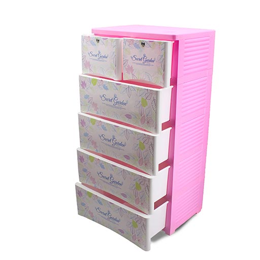 4+2 DRAWERS BLUE/WHITE SECRET GARDEN 2255