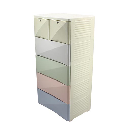 4+2 DRAWERS BLUE/WHITE PLAIN MULTI 5856