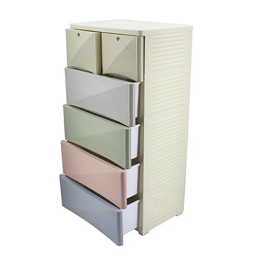 4+2 DRAWERS BLUE/WHITE PLAIN MULTI 5856