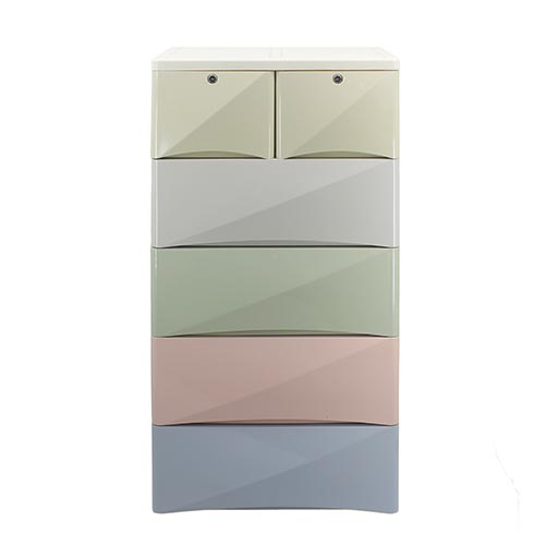 4+2 DRAWERS BLUE/WHITE PLAIN MULTI 5856