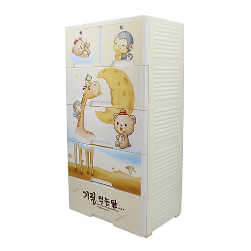 4+2 DRAWERS BLUE/WHITE GIRAFFE MOON 6045