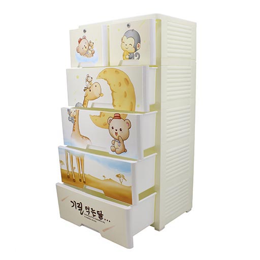4+2 DRAWERS BLUE/WHITE GIRAFFE MOON 6045