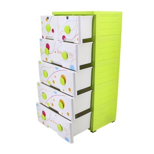 4+2 JUMBO HANDLE DRAWERS GREEN/WHITE B.LIFE 3045A