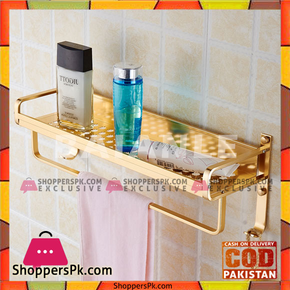 BAIANLE Gold Aluminum Modern Wall Mount Bathroom Accessories Shower Shelf Towel Rack Holder