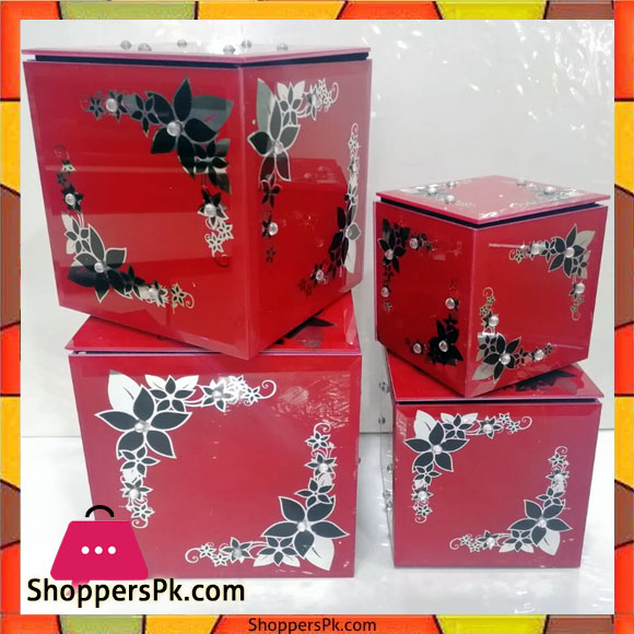 Glass Jewellery Box Set of 4