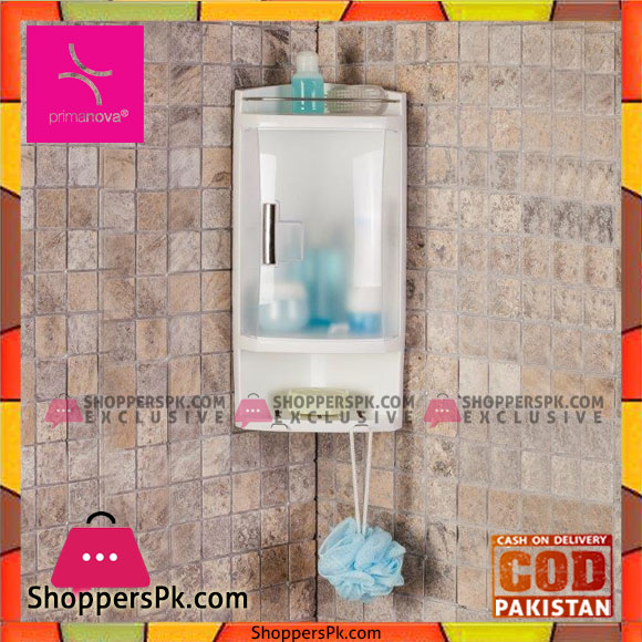 Primanova Multi Purpose Bathroom Corner Cabinet with 2 Open Shelves and 1 Shelf with Door S05