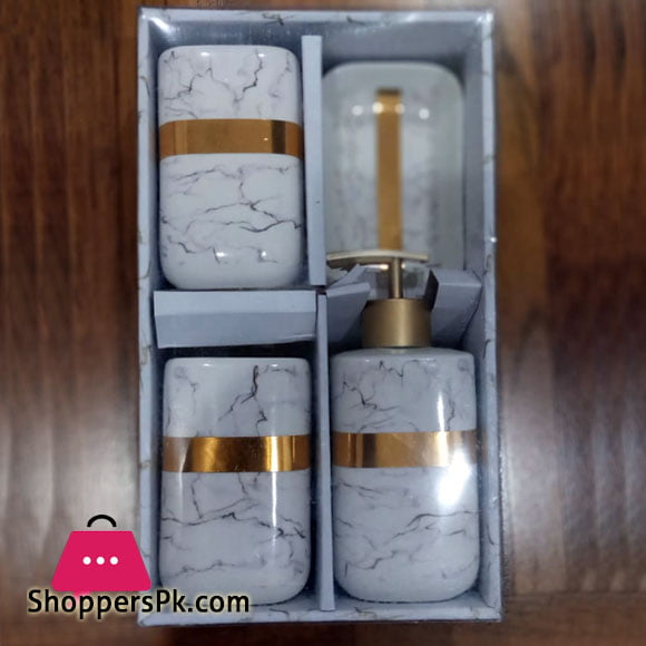 4 Pcs Bath Set Marble Design