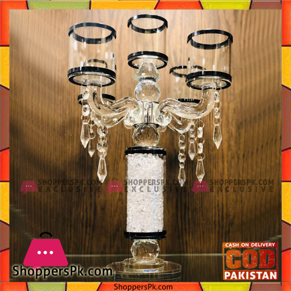 5 Arm Crystal Tabletop Candleabra