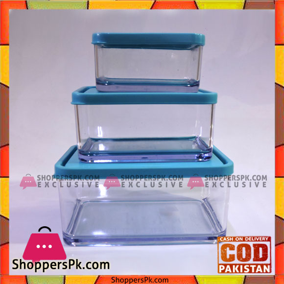 Beta 3pcs Aclayric Plastic Food Container Set