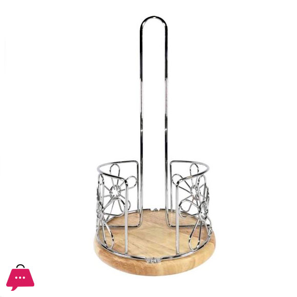 Home Classics Tissue Holder Stainless Steel with Wood Base