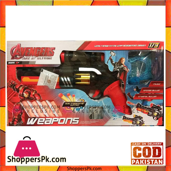 Kids Avengers Weapon Toy Nerf Sponge and Crystal Bullet Gun Set