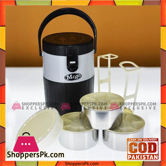 Mega Lunch Carrier Tiffin 3 Stainless Steel Bowls With Salad Separator